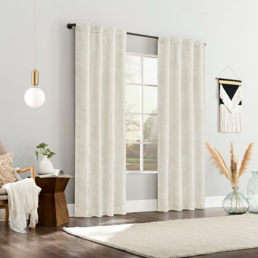 (Set of 2)40”x84” Sun Zero 100% Blackout Petra Paisley embroidery curtain